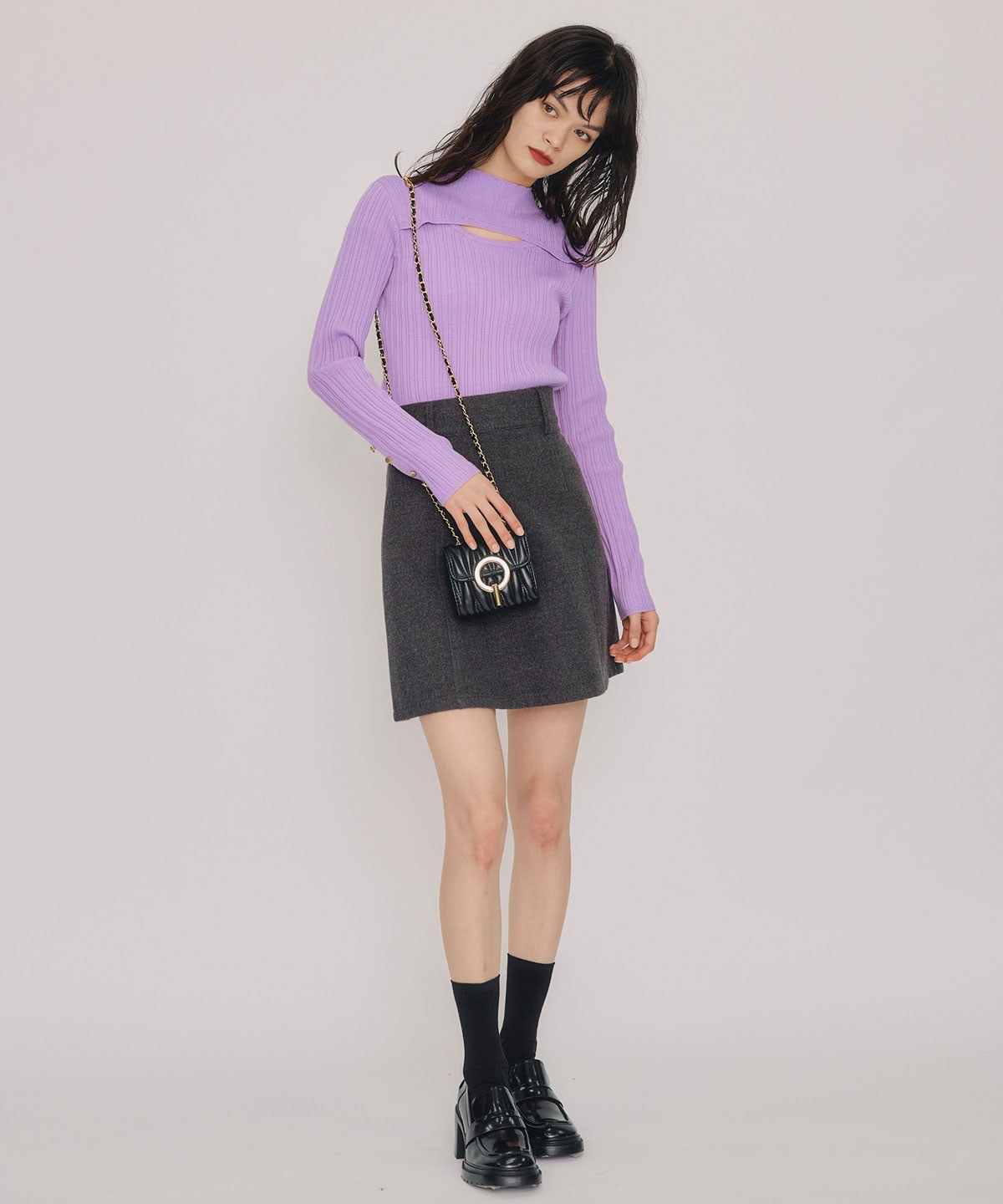 レイヤードデザインランダムリブニットプルオーバー