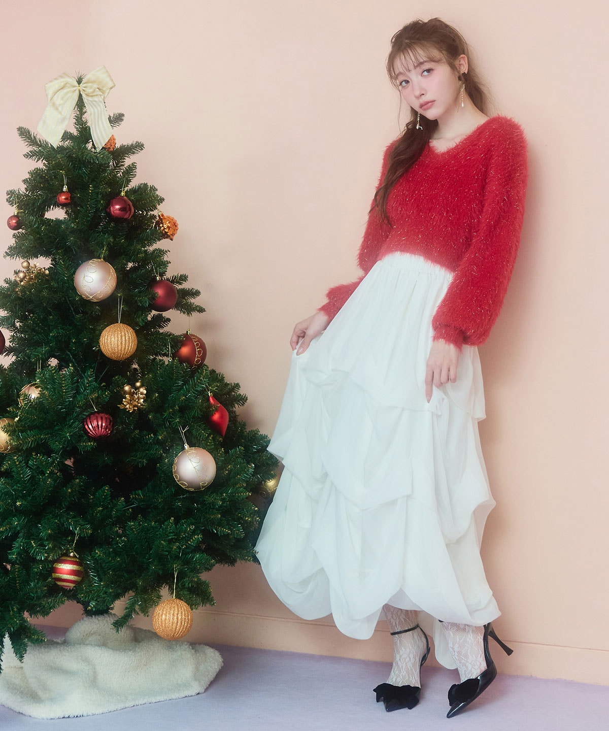 ラメシャギーニットプルオーバー