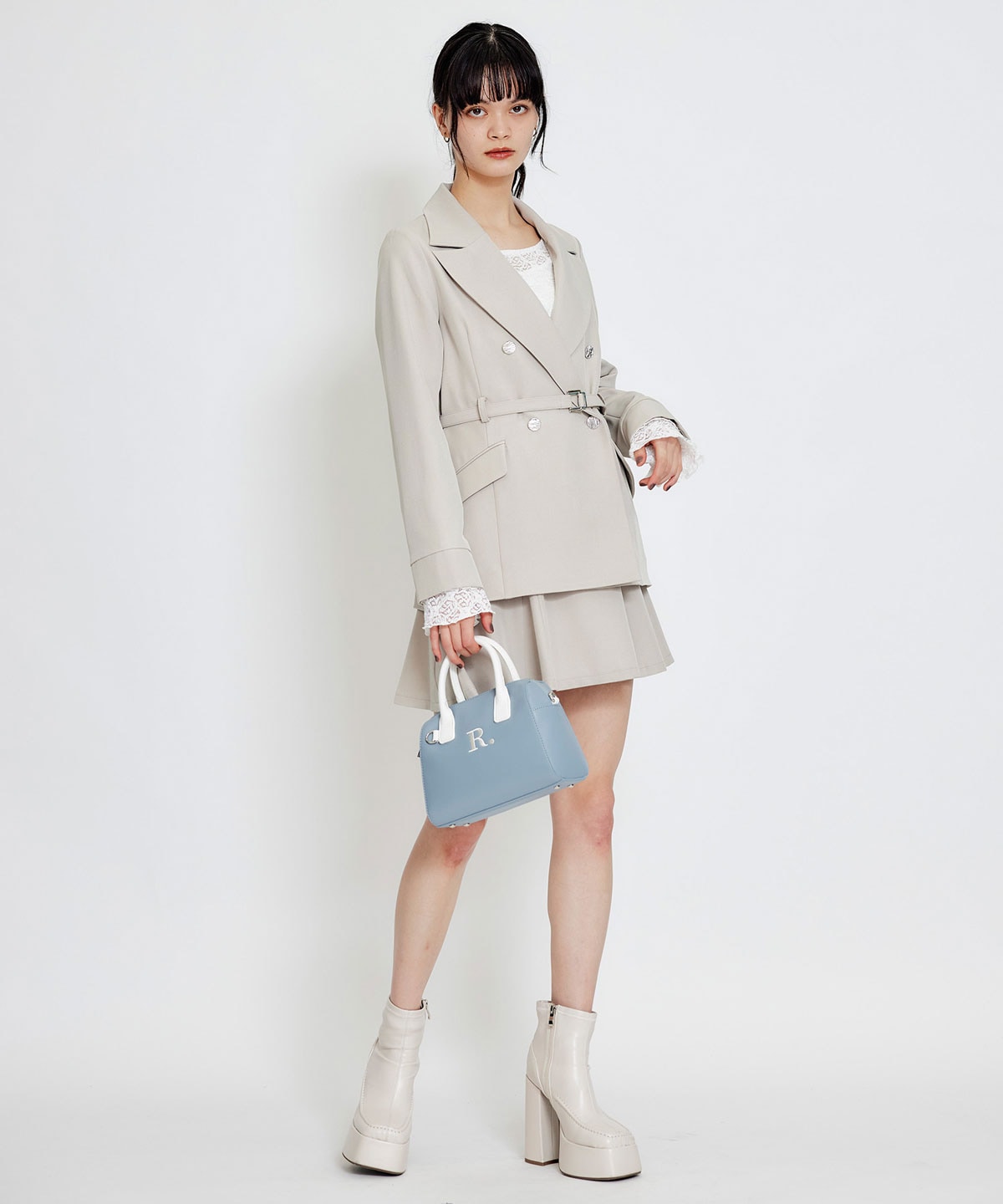 R.バイカラーミニボストンショルダーバッグ