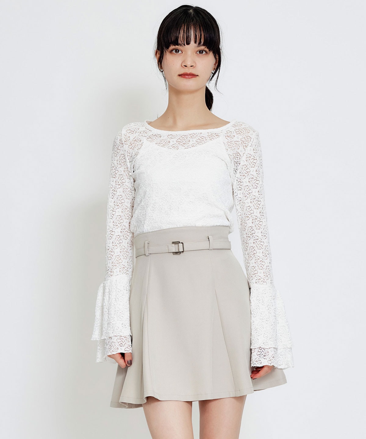 【セットアップ可能】ベルトチューリップミニスカート