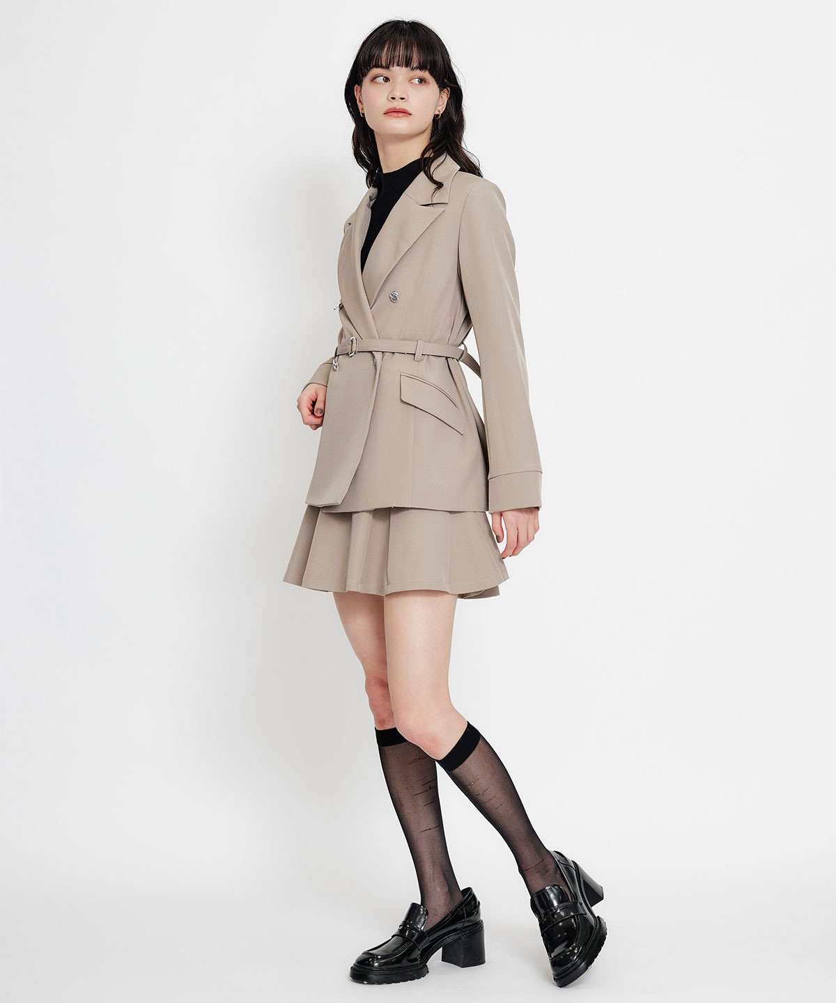 【セットアップ可能】ベルトチューリップミニスカート