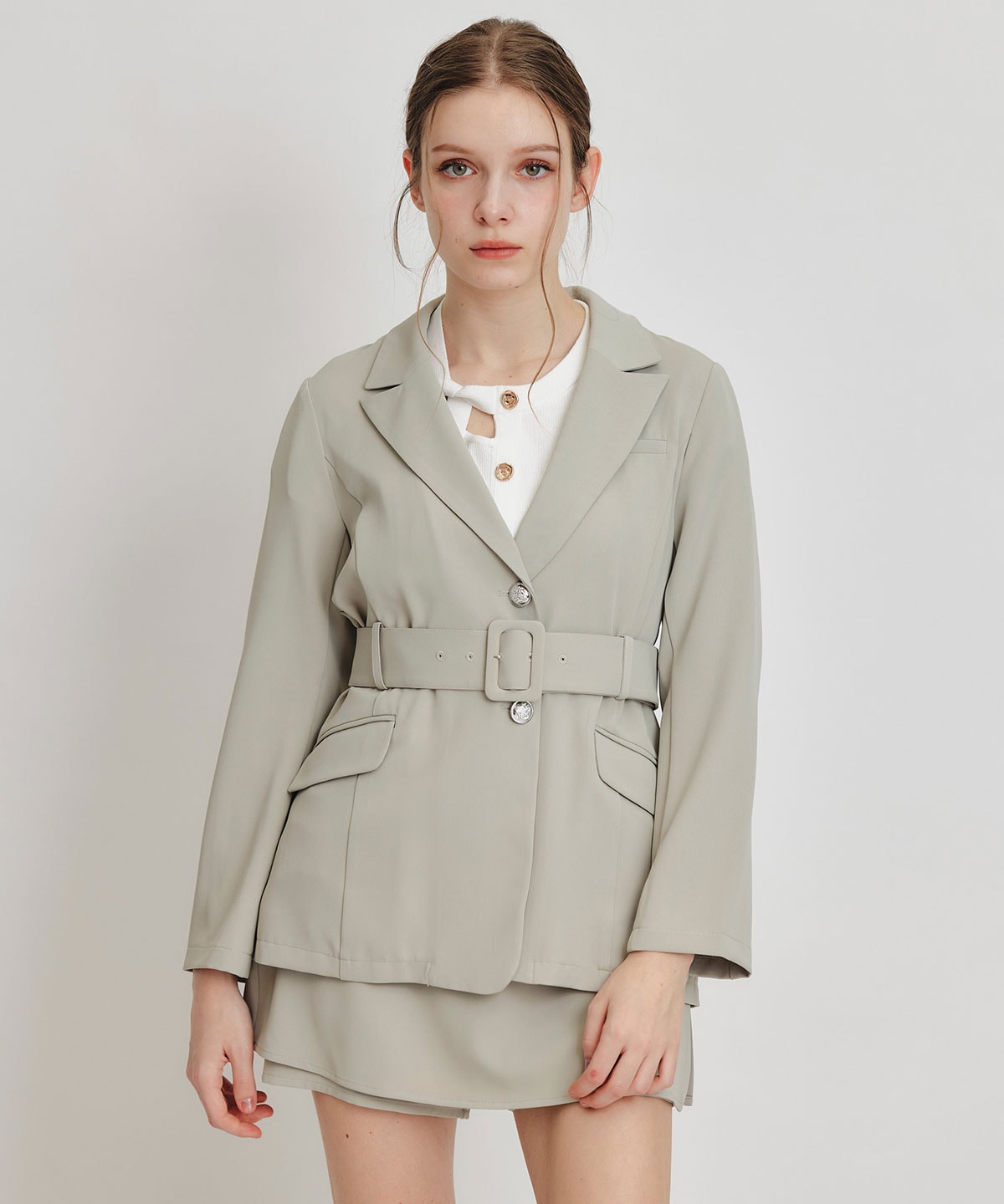 【セットアップ可能】アイシーカラーショートパンツレイヤードフレアミニスカート