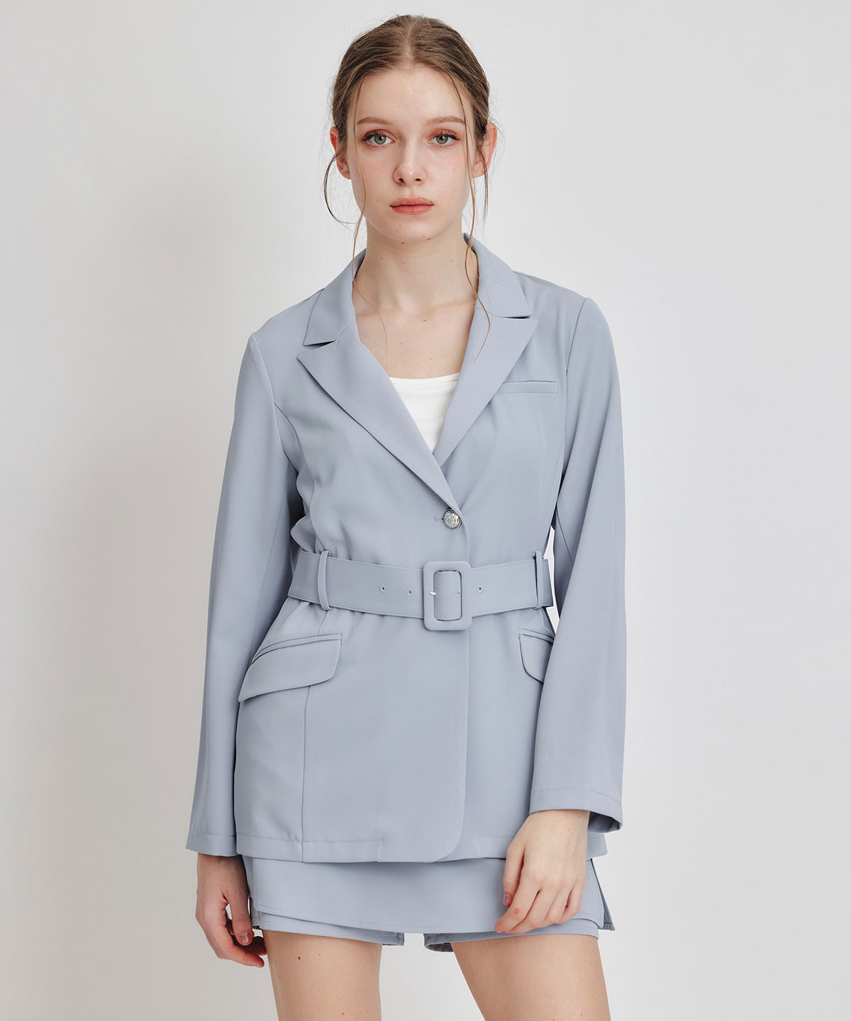 【セットアップ可能】アイシーカラーショートパンツレイヤードフレアミニスカート