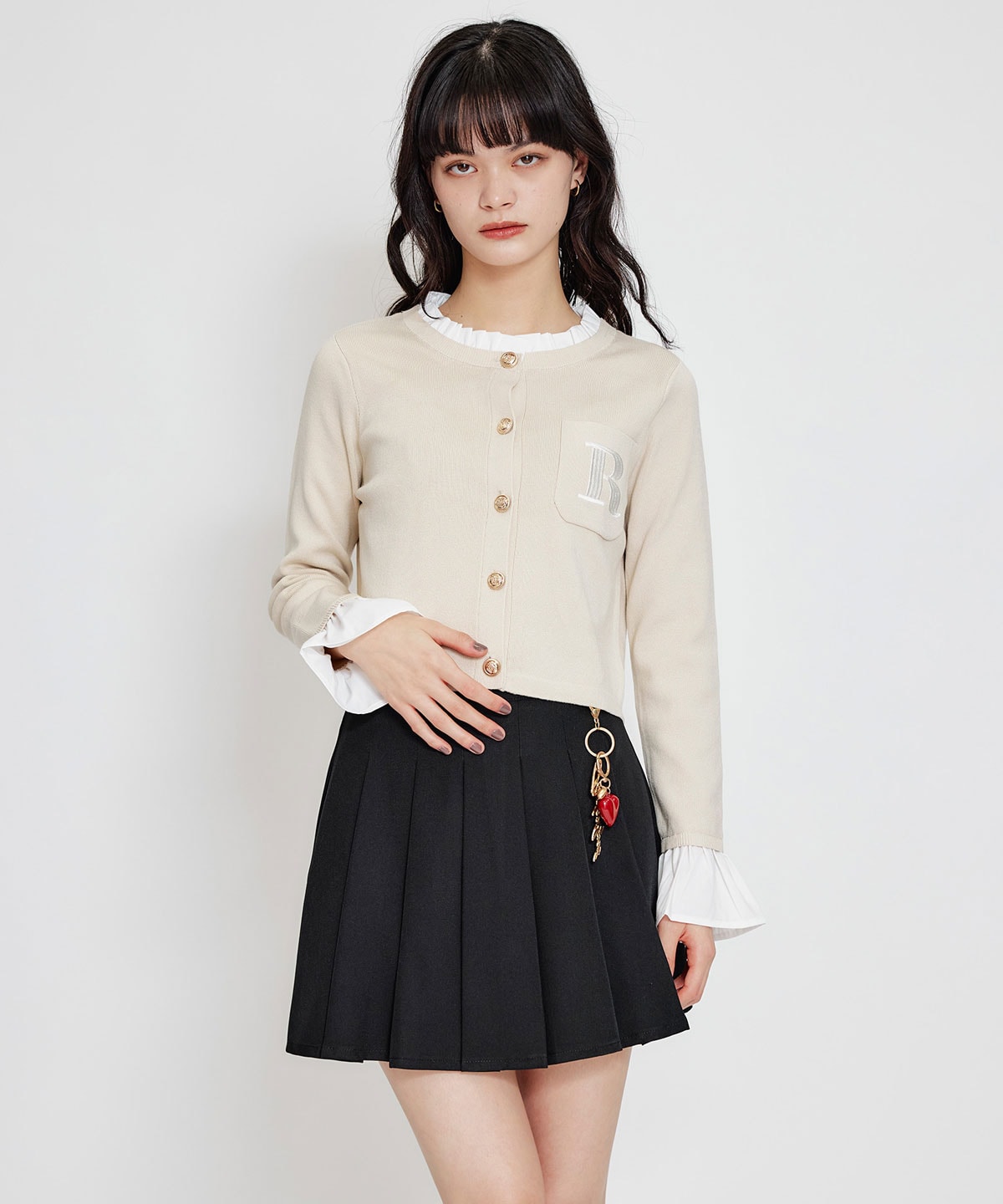 REDYAZEL×ハートチャームプリーツミニスカート