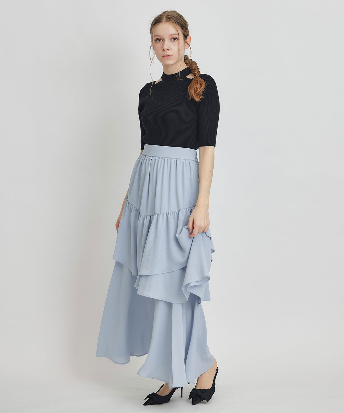 エアリーティアードロングスカート