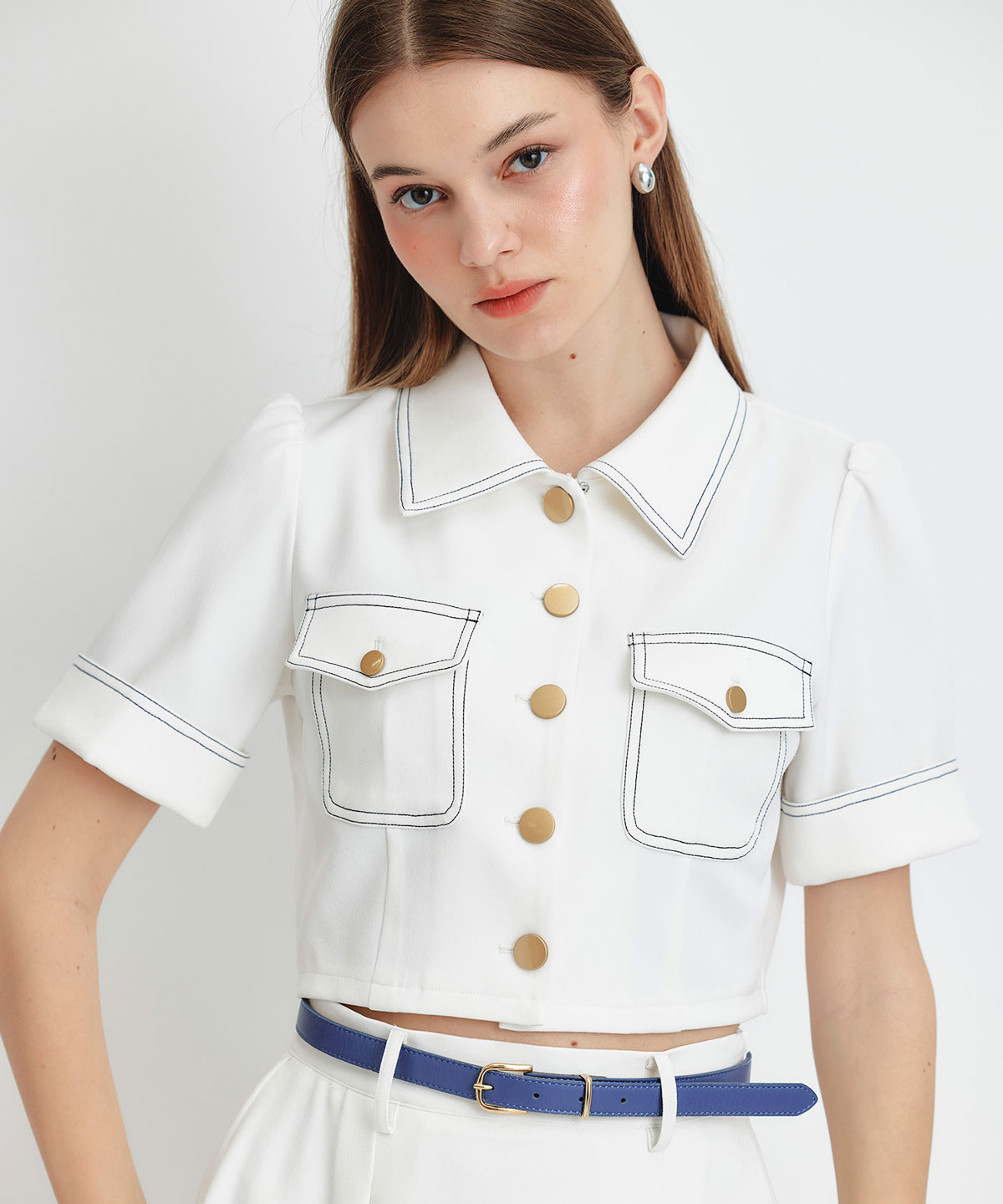 ショートジャケット×フレアロングスカートセットアップ