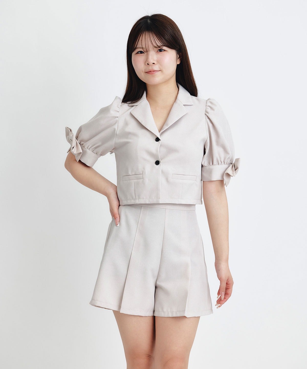 マルチリボンジャケット×ショートパンツセットアップ
