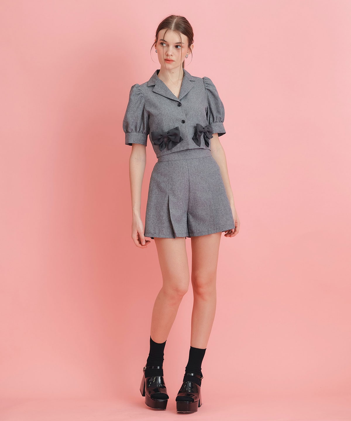 マルチリボンジャケット×ショートパンツセットアップ