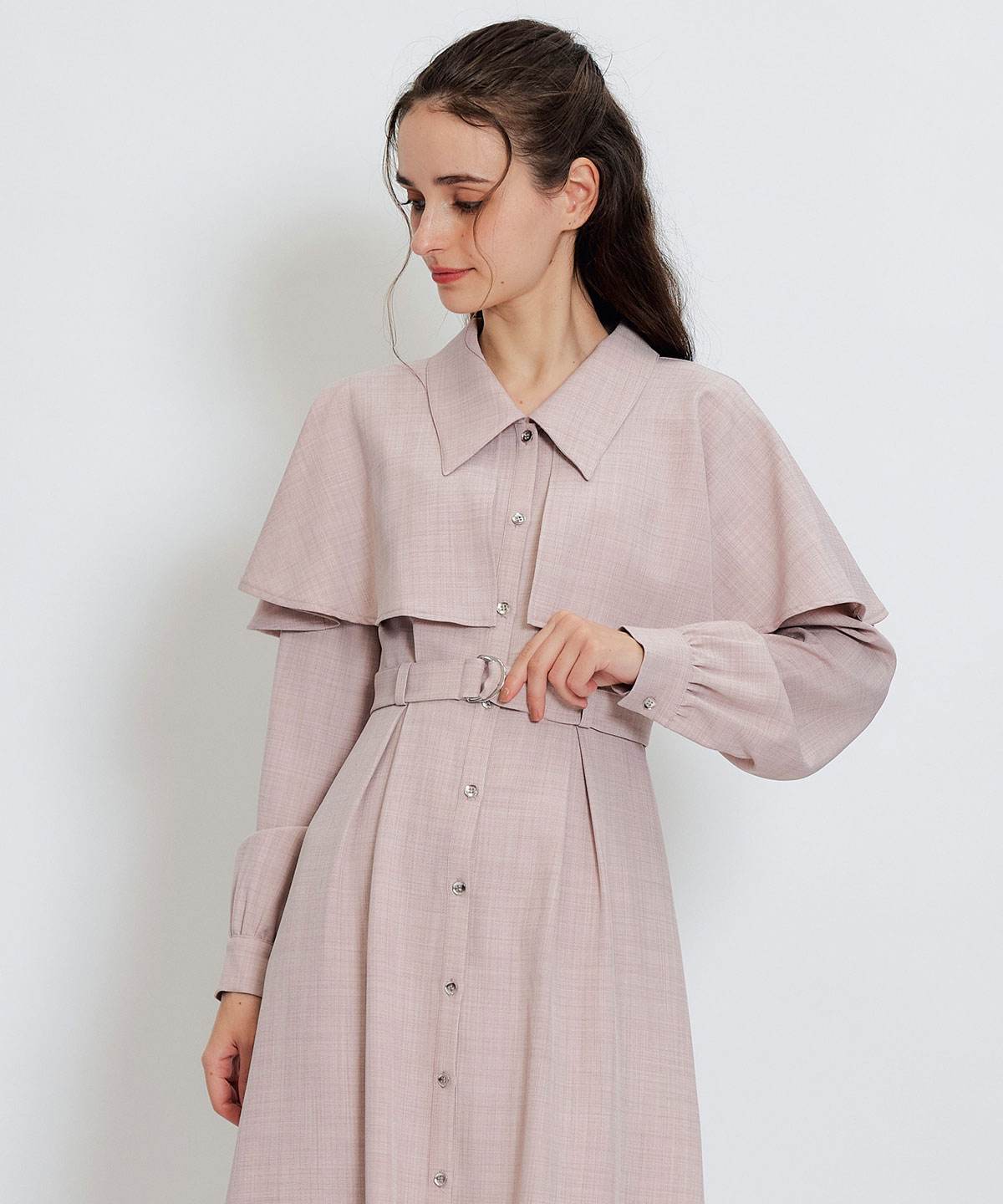 ケープライクロングフレアワンピース