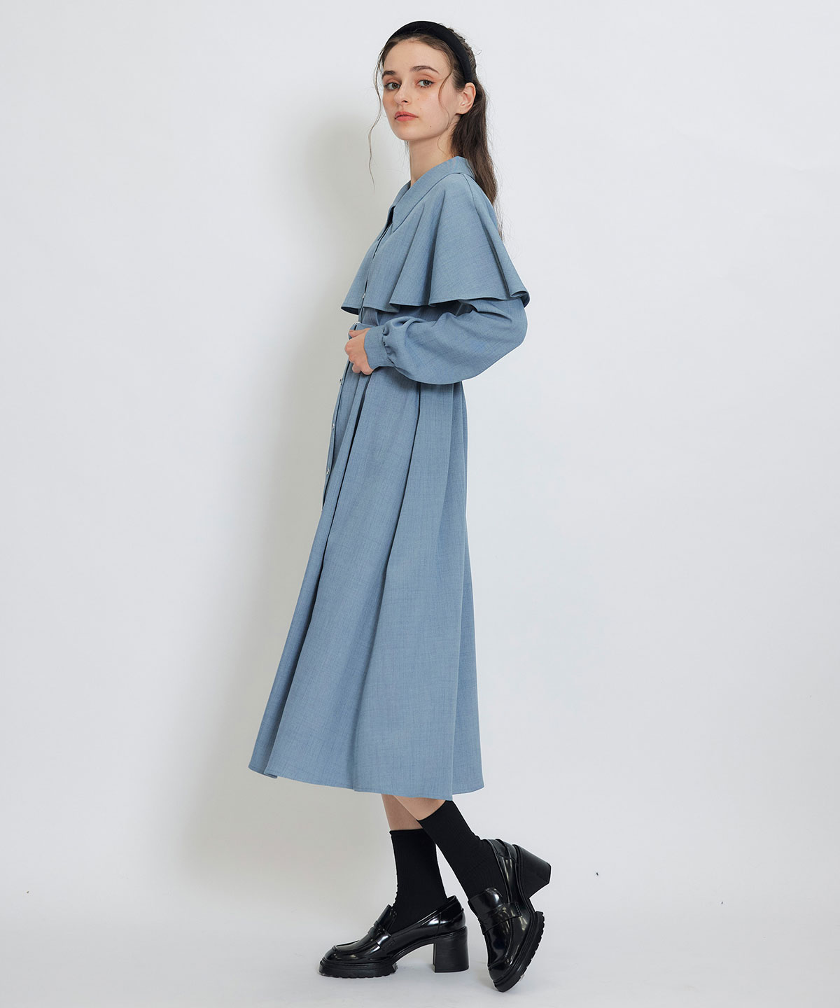 ケープライクロングフレアワンピース