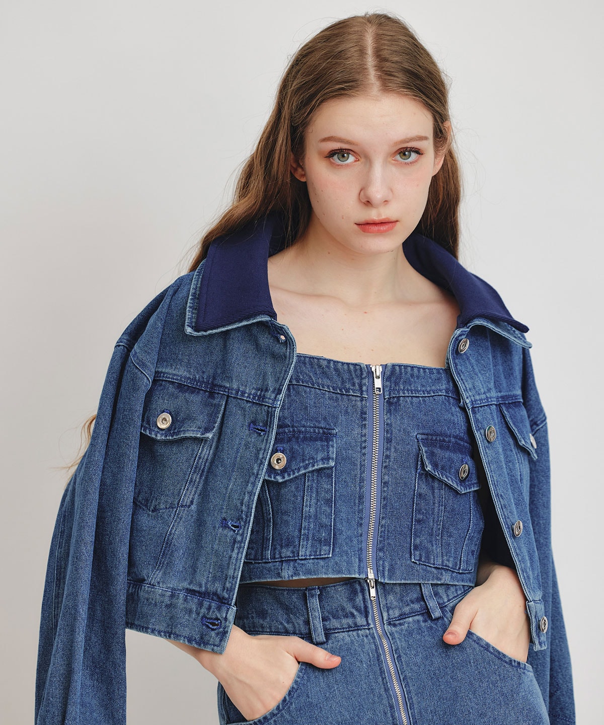 【Denim Series】ダブルカラーデニムジャケット