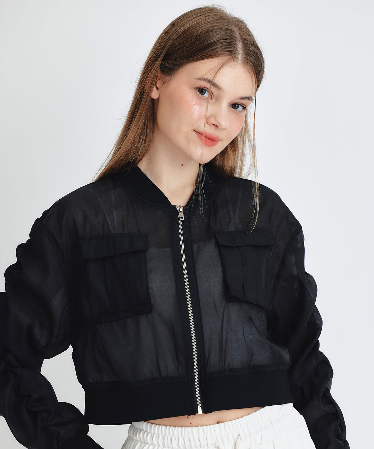 ギャザーシアーショートブルゾン