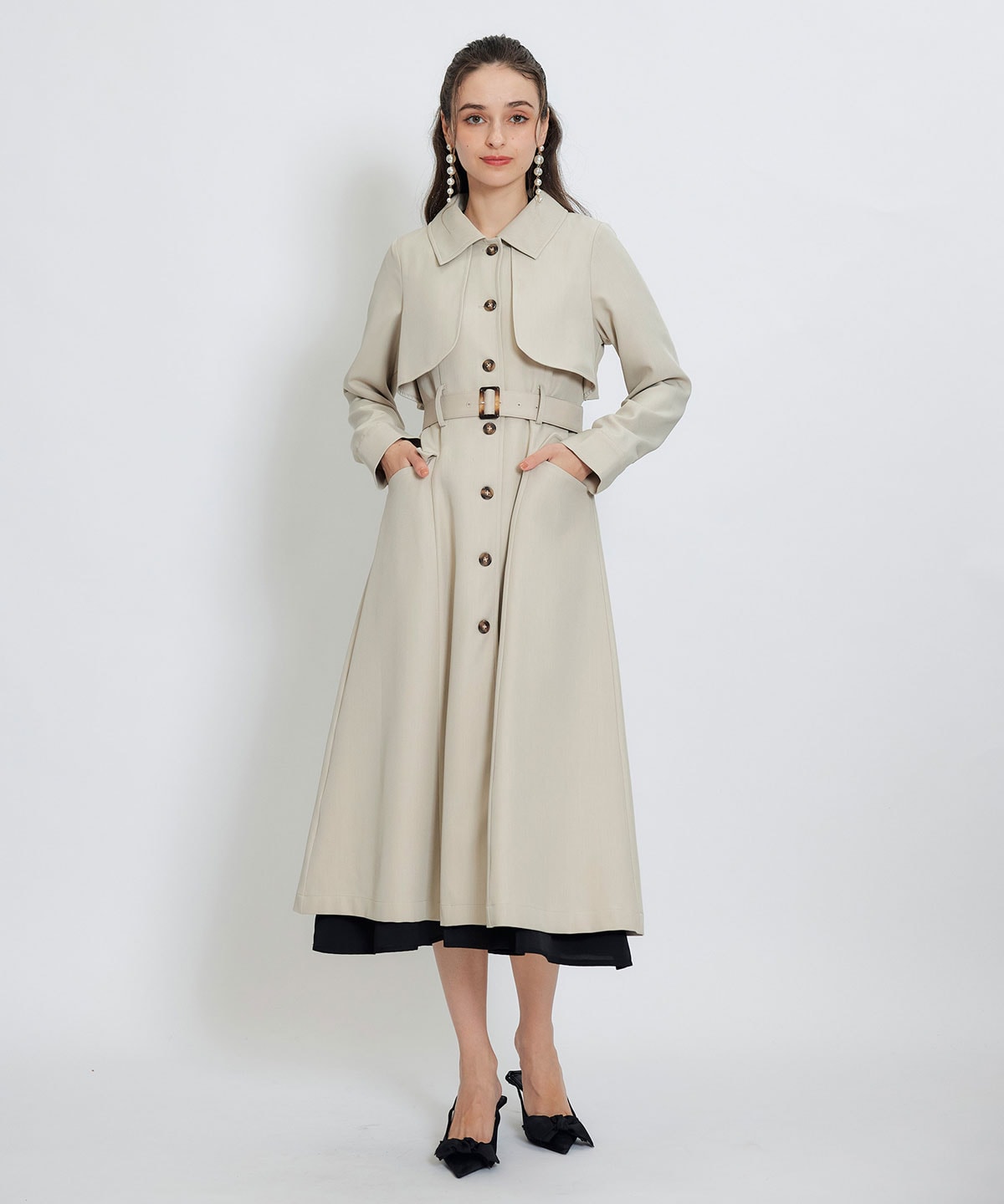 2WAYレイヤードライクリボントレンチコート