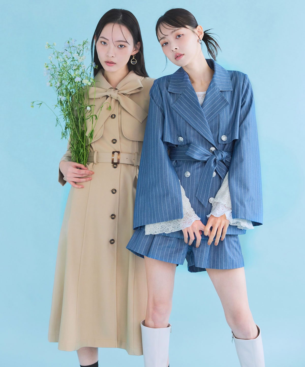 2WAYレイヤードライクリボントレンチコート