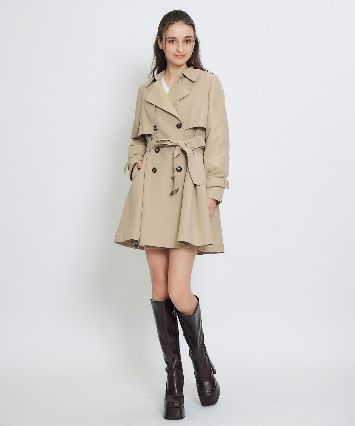 ウエストベルトショートトレンチコート