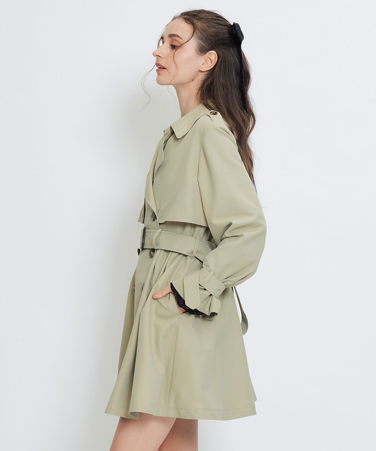 ウエストベルトショートトレンチコート
