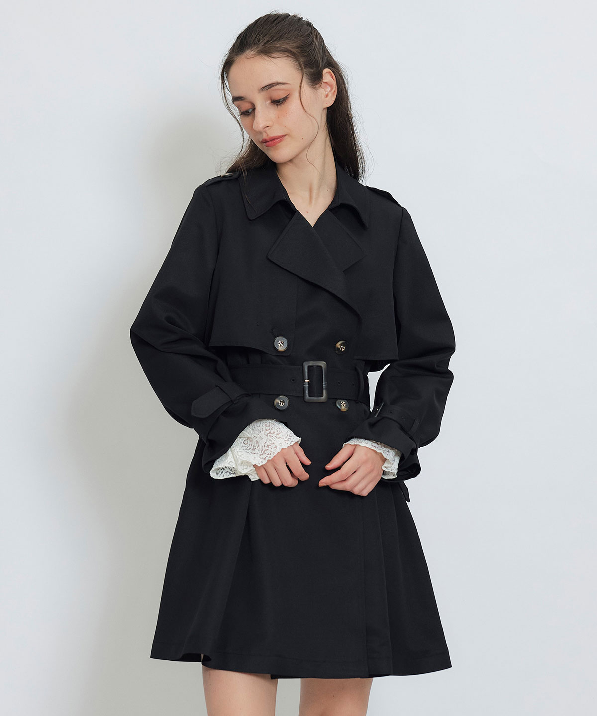 ウエストベルトショートトレンチコート