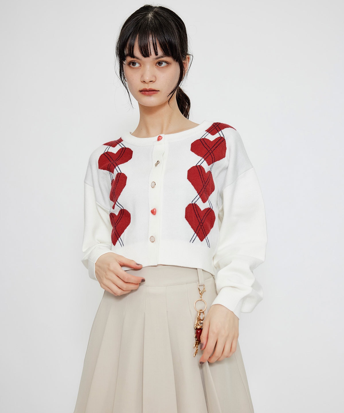 Love Me Heart アーガイルニットカーディガン