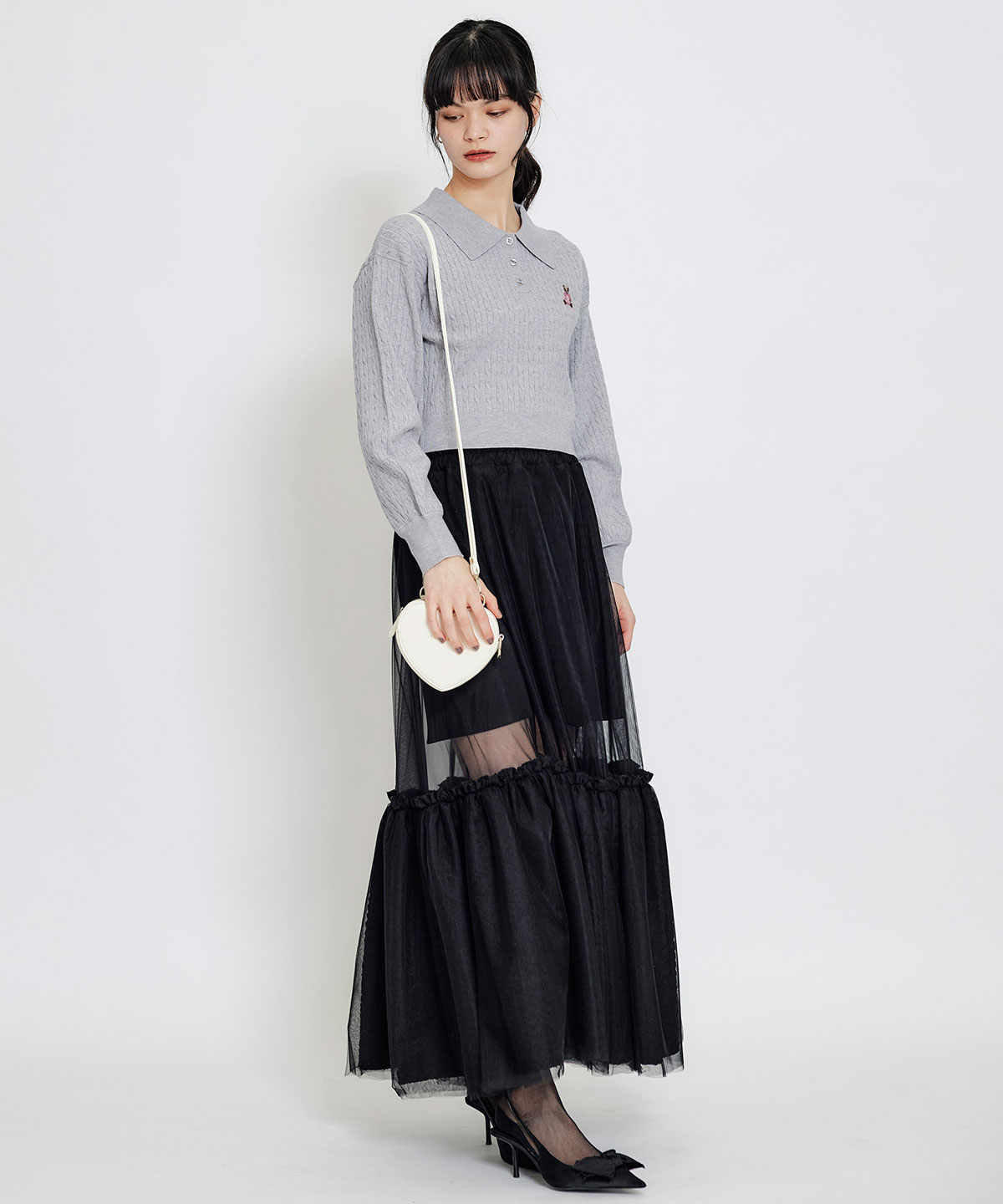 【2/13(金) 昼12時発売開始】Azelyハートミニケーブルポロニット