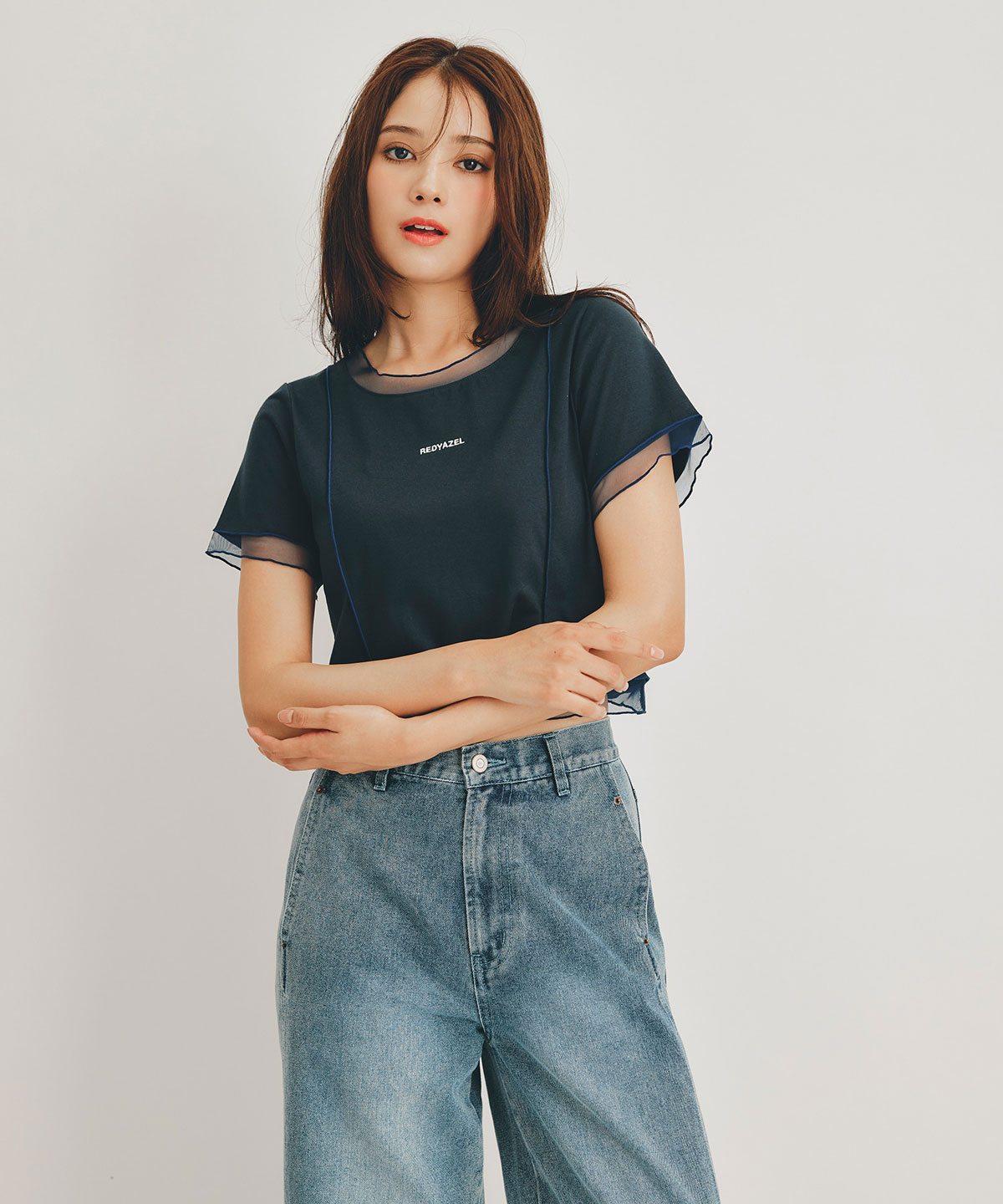シアーレイヤードコンパクトロゴTシャツ