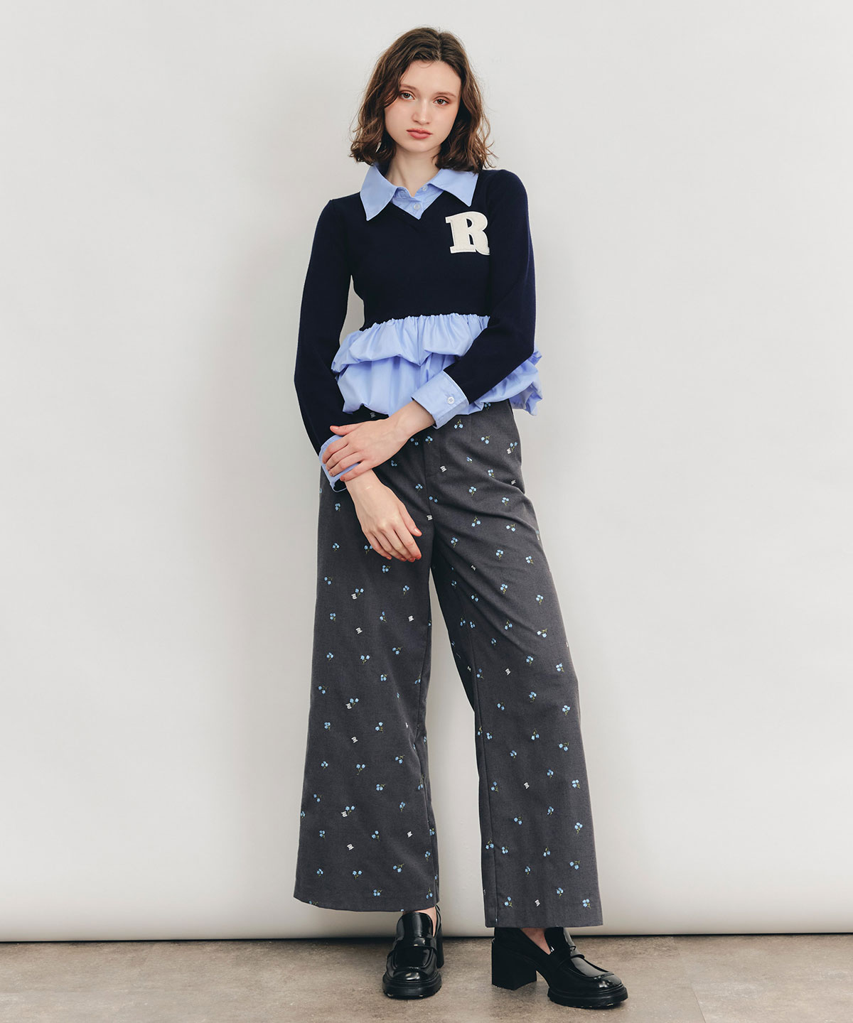 【Fleur monogram Series】フルールモノグラムエンブロイダリーワイドパンツ