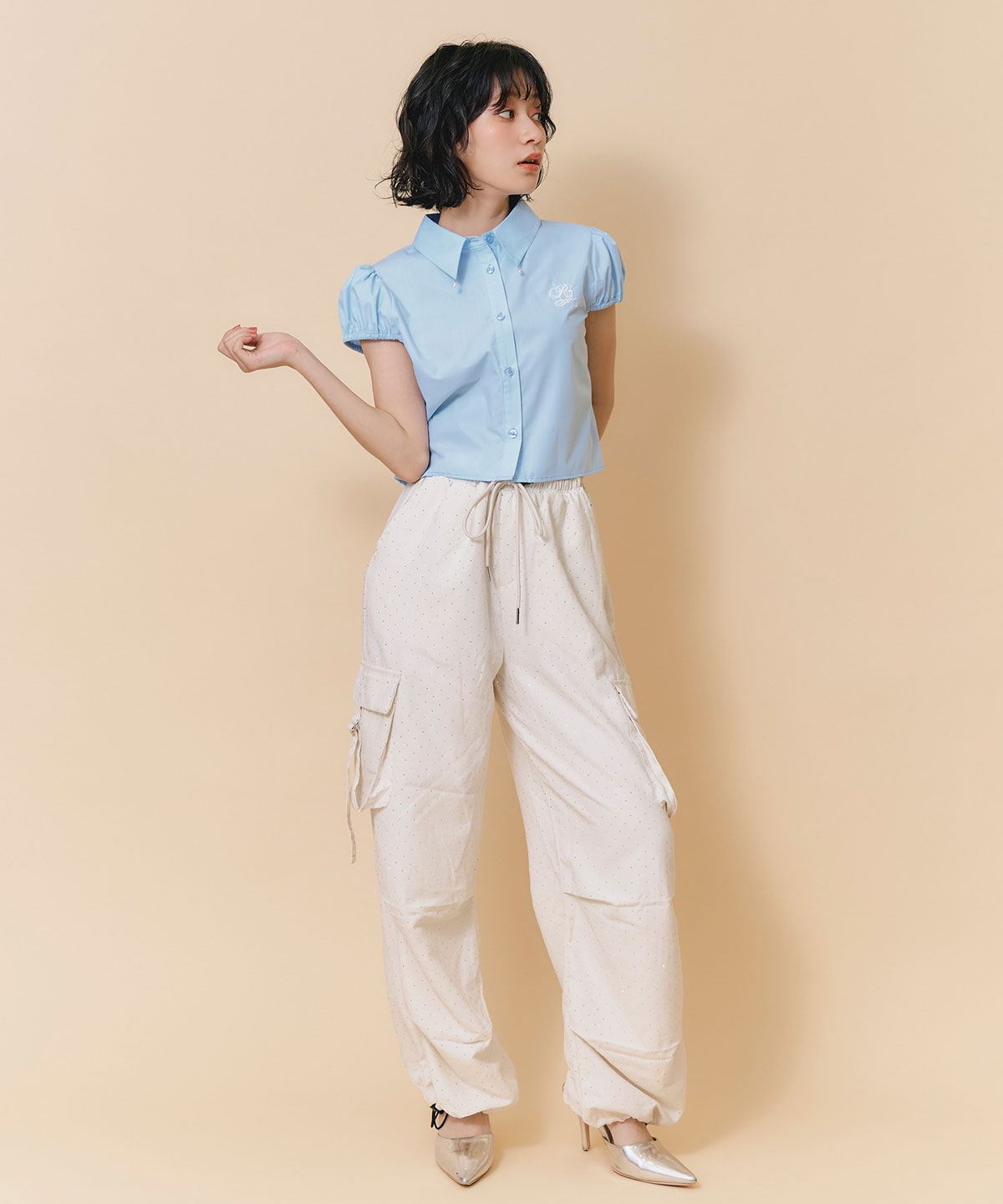 ラインストーンホットフィットカーゴパンツ