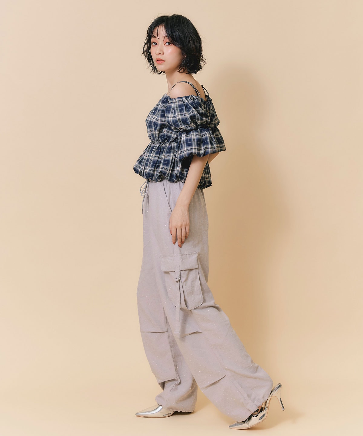 ラインストーンホットフィットカーゴパンツ