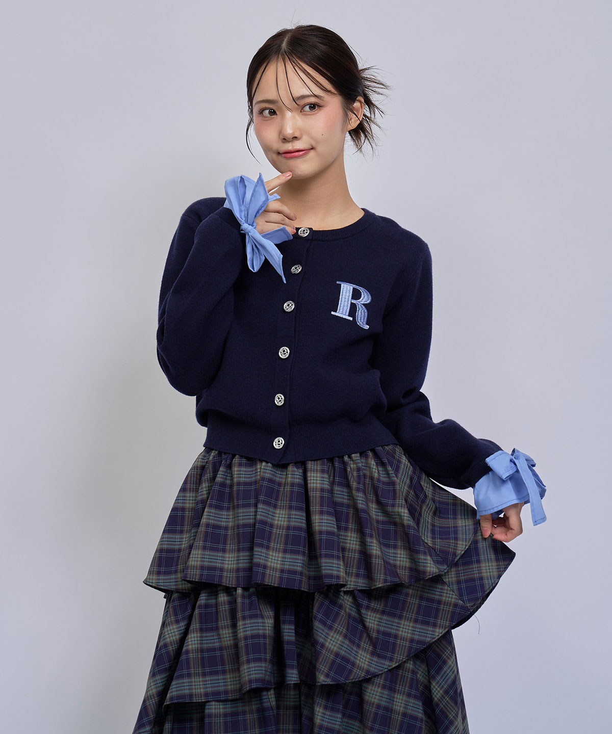 チェックティアードロングスカート
