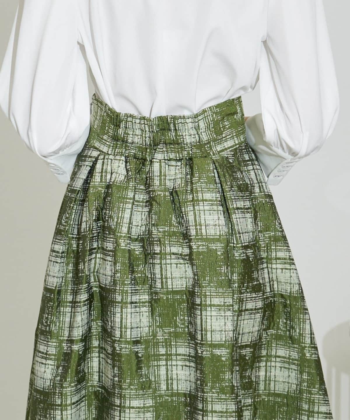 アートチェックタックフレアスカート