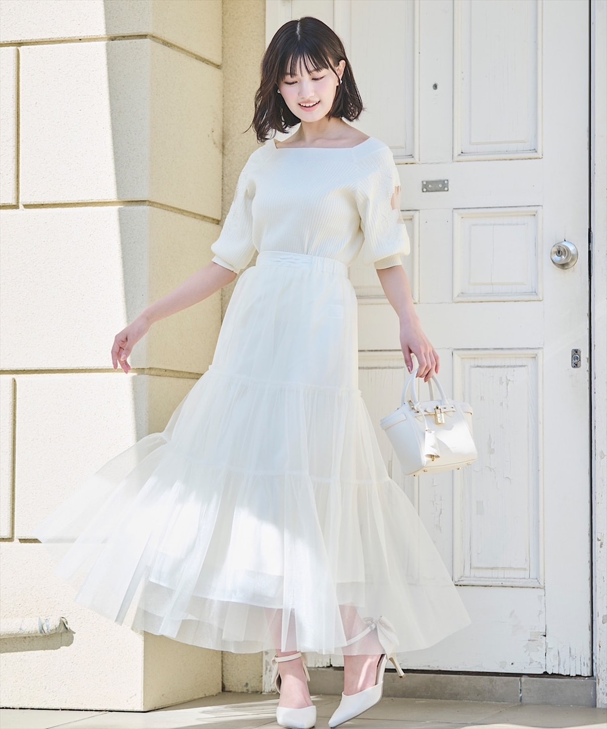 ブライトチュールレイヤードスカート
