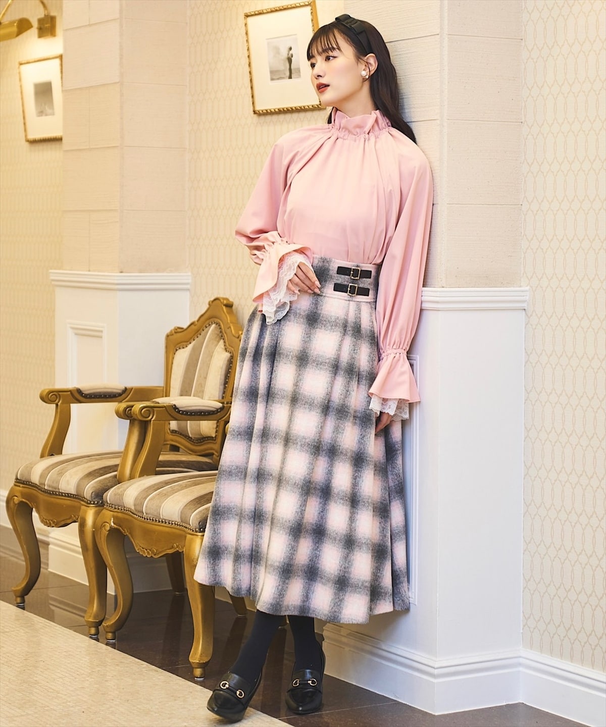 【鶴嶋乃愛コラボ】フリルハイネック2WAYリボンブラウス