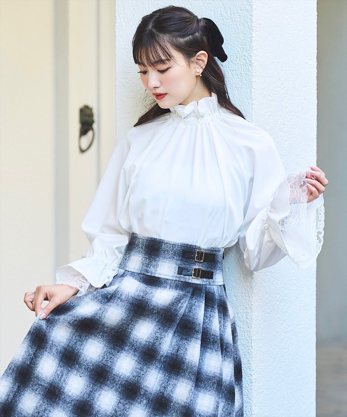 【鶴嶋乃愛コラボ】起毛グラデーションチェックスカート