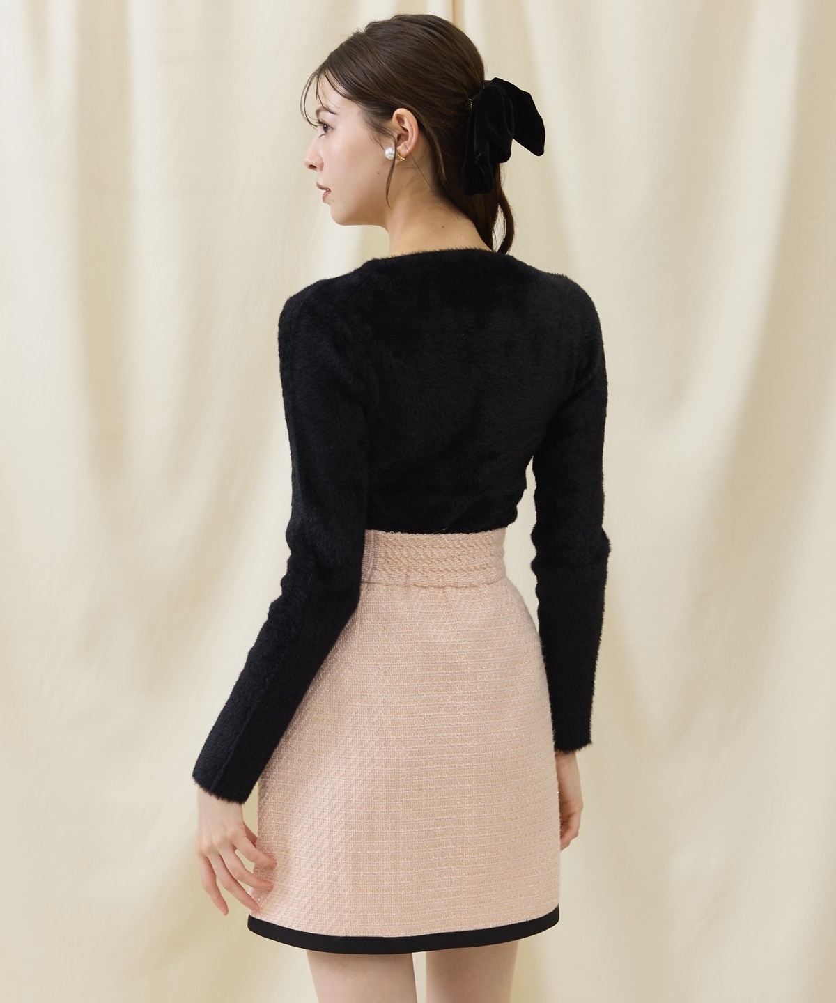 ラメツイードバイカラーミニスカート