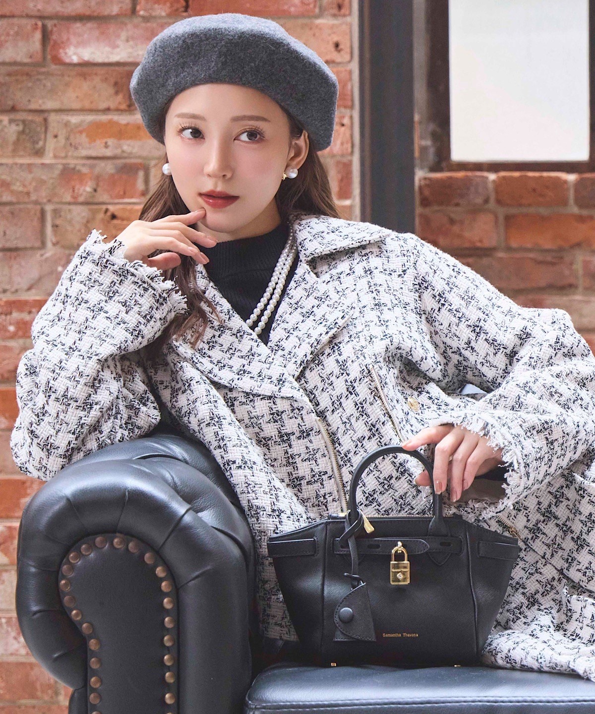 千鳥MIXツイードブルゾン