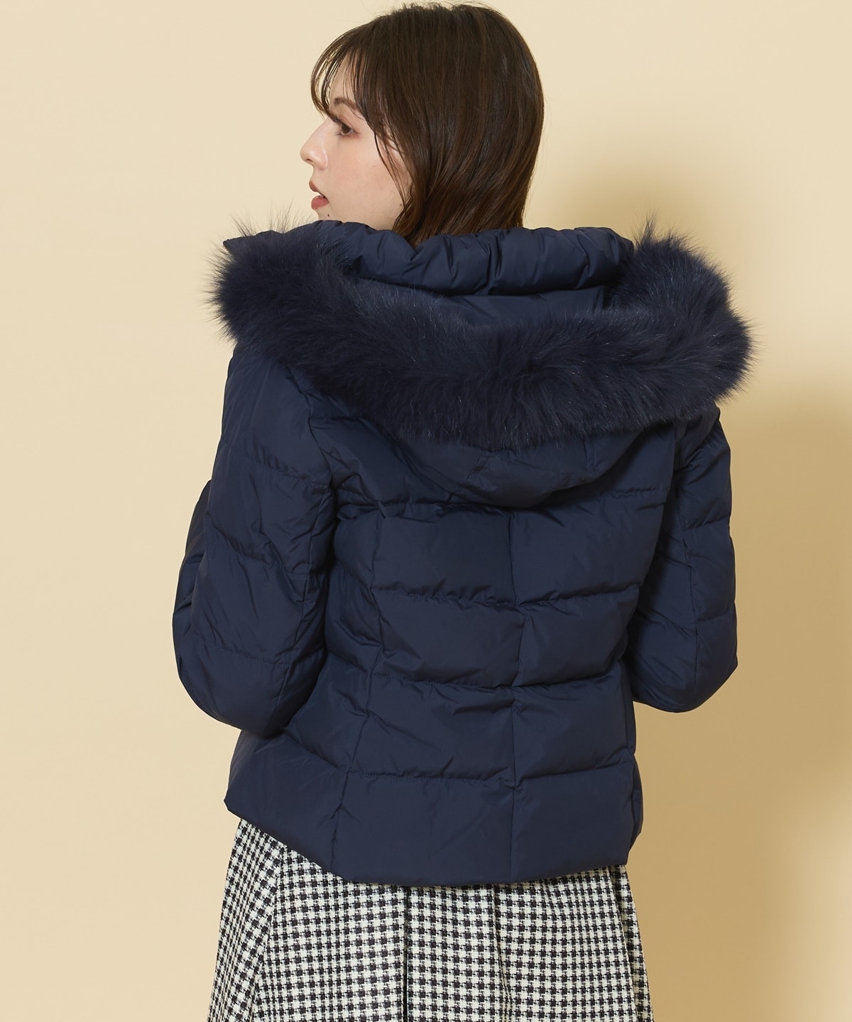 FOXファー付エレガンスショートダウンコート