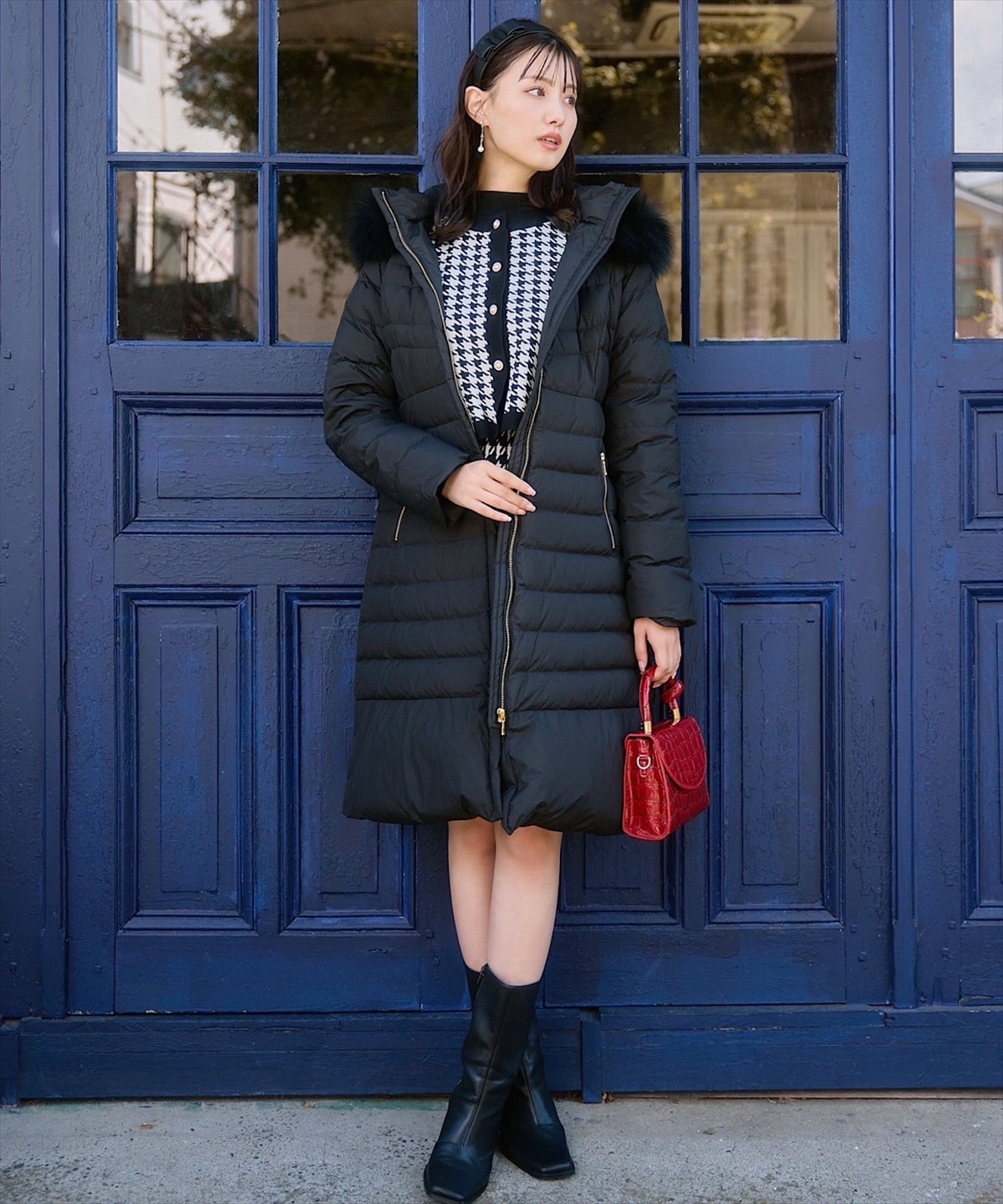 FOXファー付エレガンスロングダウンコート