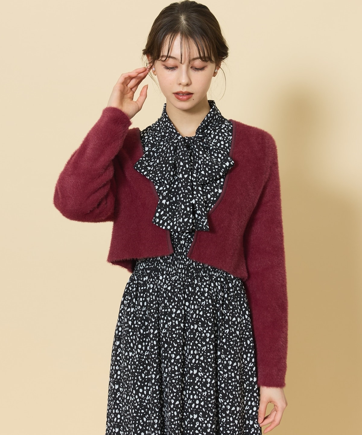 ふわふわシャギーボレロカーディガン