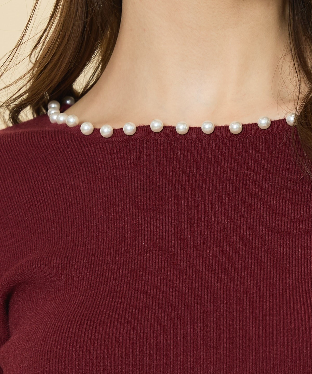 エレガンスパールネックニットプルオーバー