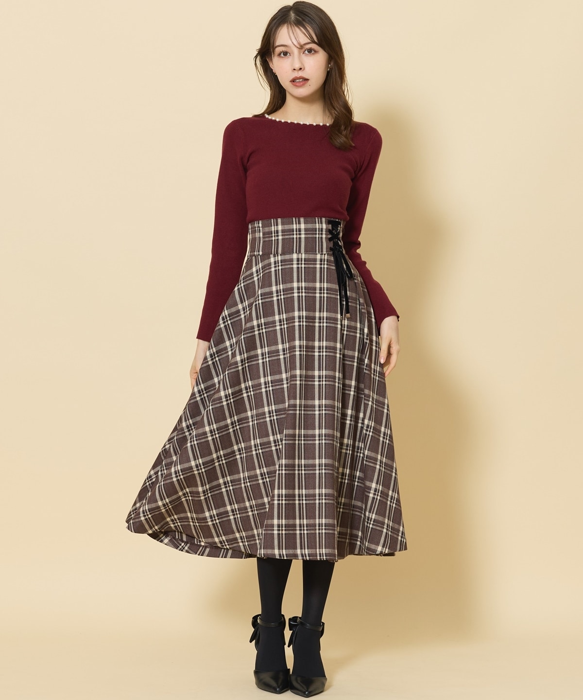 エレガンスパールネックニットプルオーバー