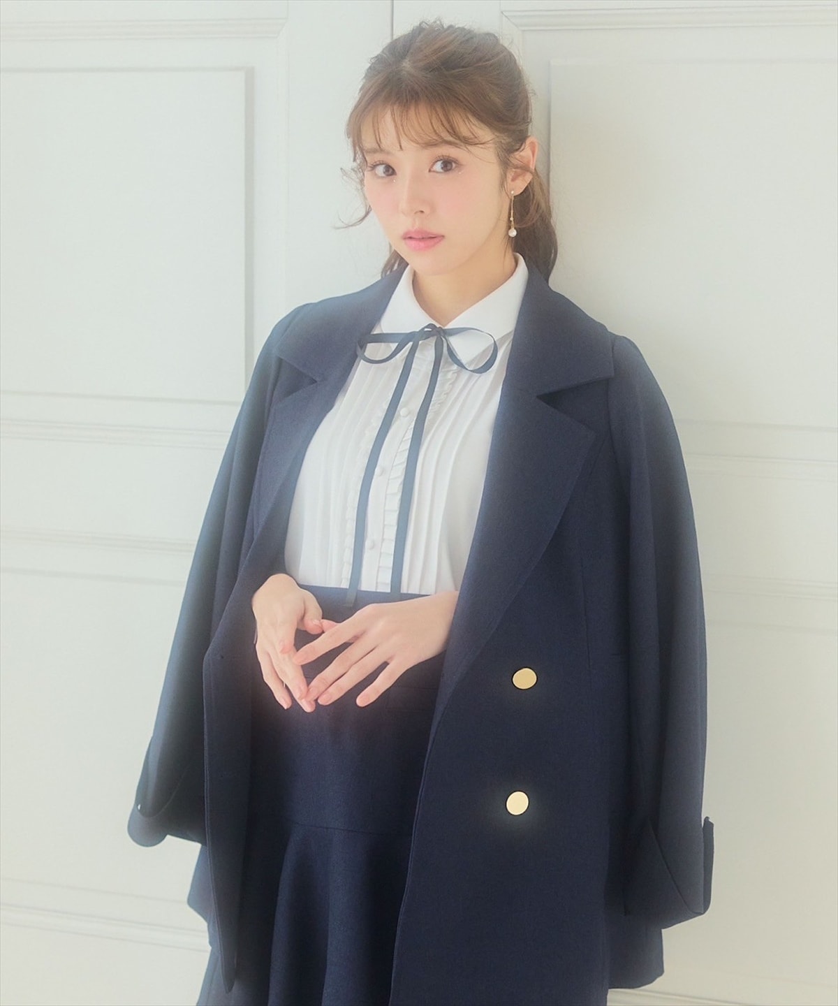 金ボタンカルゼペプラムミニスカート