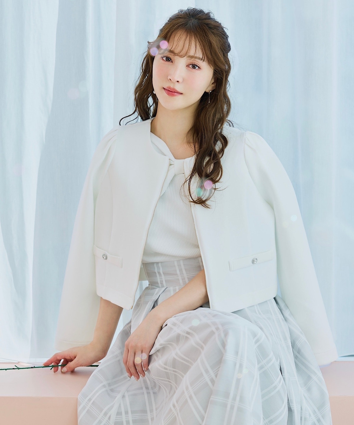 ノーカラーエレガンスポンチジャケット