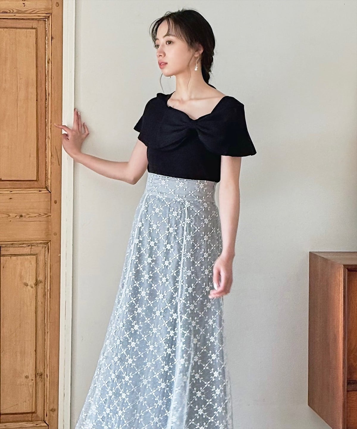 リボンディテールニットプルオーバー