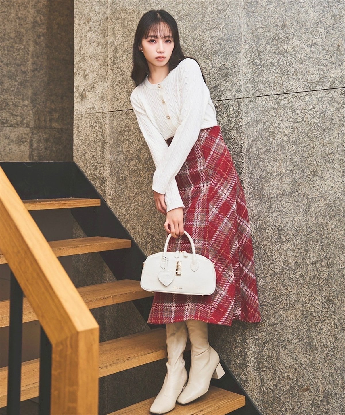 ロービングチェックフレアスカート