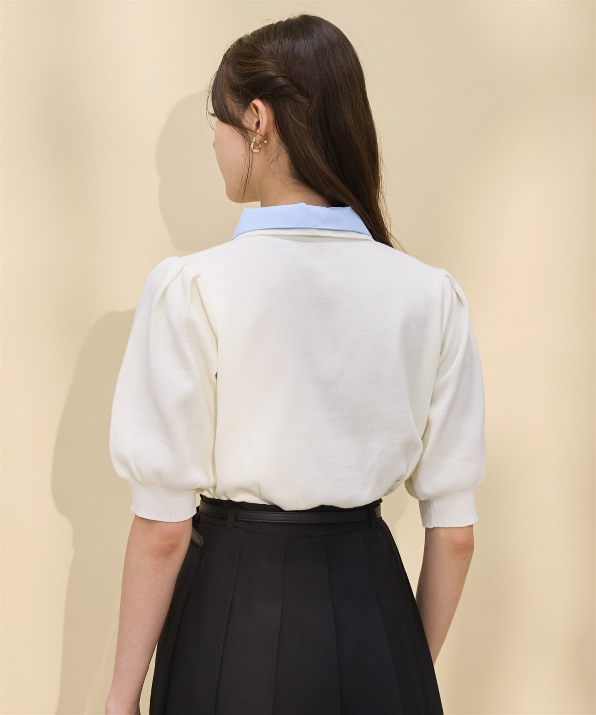 ベルト付きミディ丈プリーツスカート