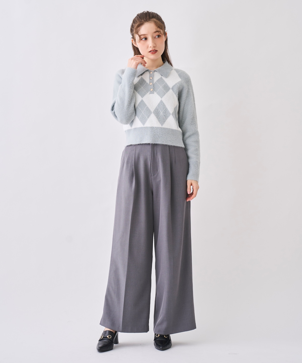 【12/5(Fri)発売開始】ビット付きハイウエストワイドパンツ