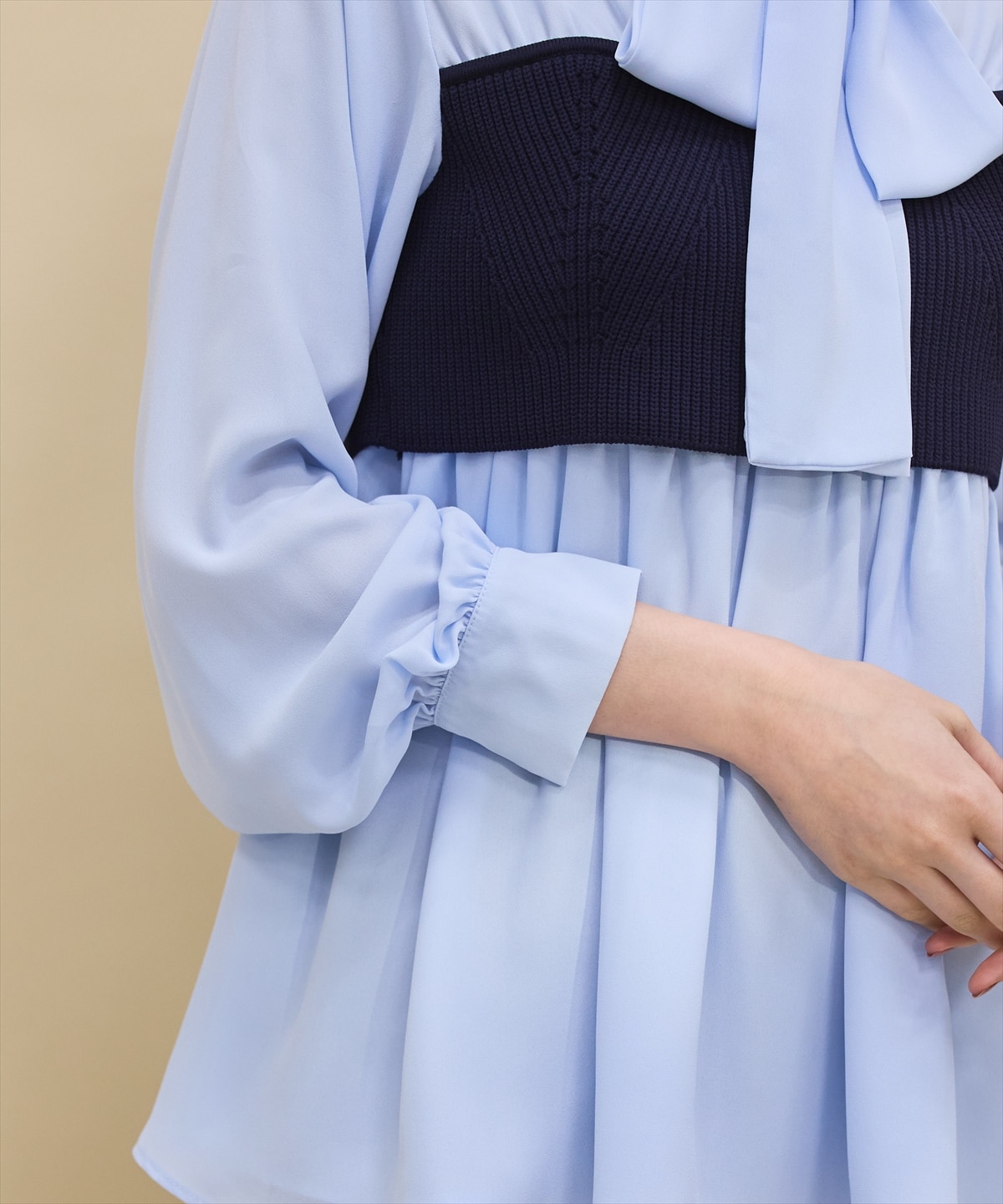 ニットビスチェドッキングボウタイチュニック