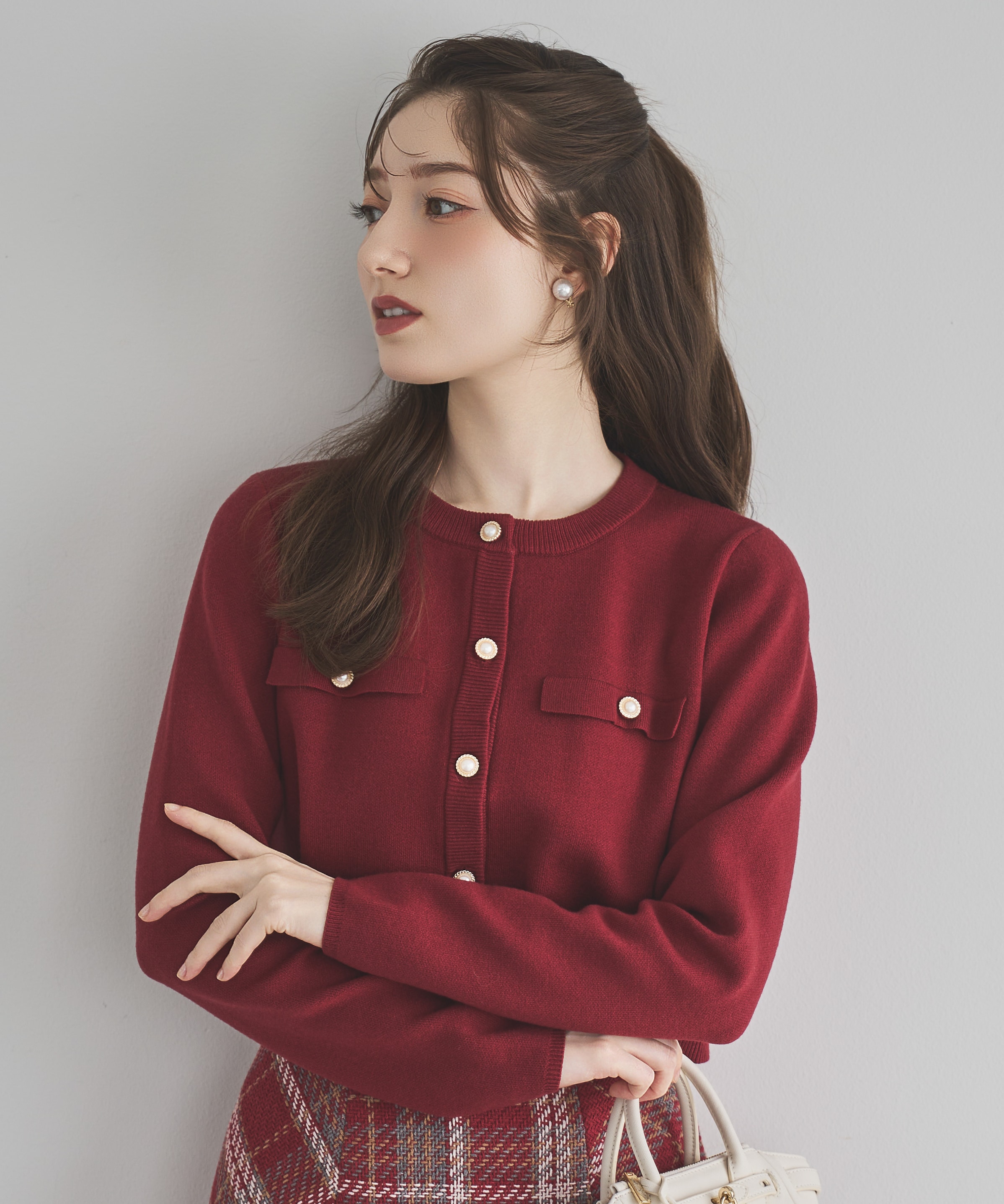 アナイ　アイボリー パール装飾 ニットカーディガン カーディガン|トップス|商品一覧｜ANAYI OFFICIAL ONLINE STORE