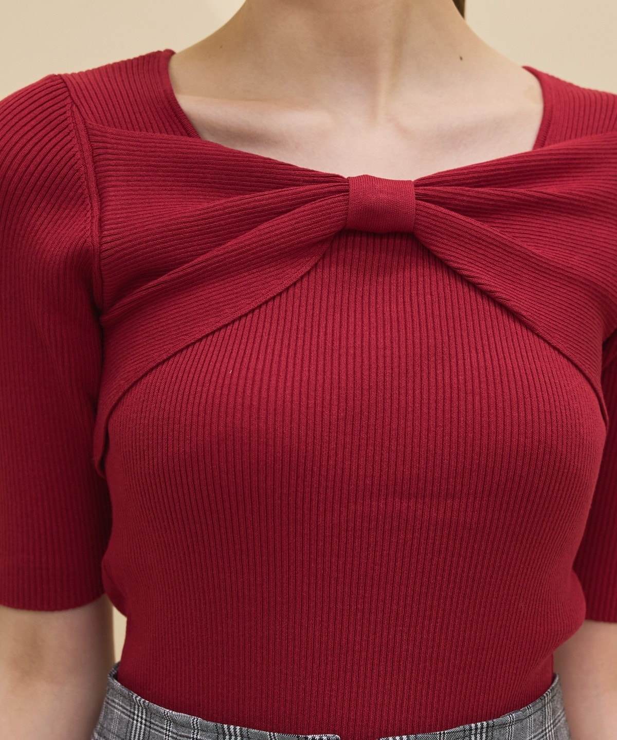 2WAYリボンリブニットプルオーバー