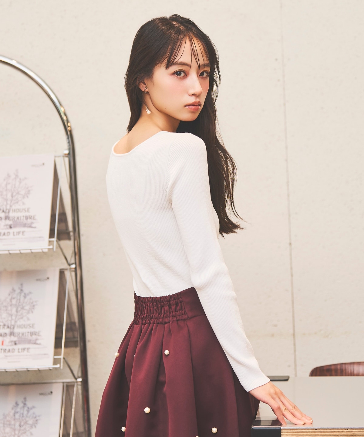 2WAYリボンリブニット