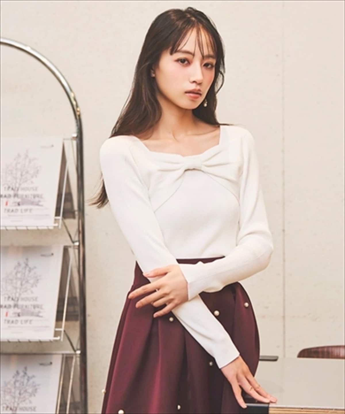 2WAYリボンリブニット